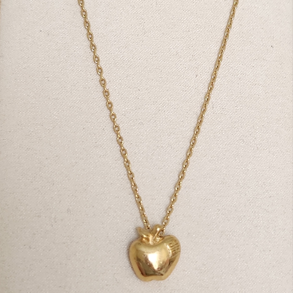 GIVENCHY 4G Logo Apple Motif Gold Tone Necklace